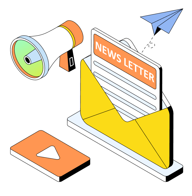 Newsletter illustration with mail icon